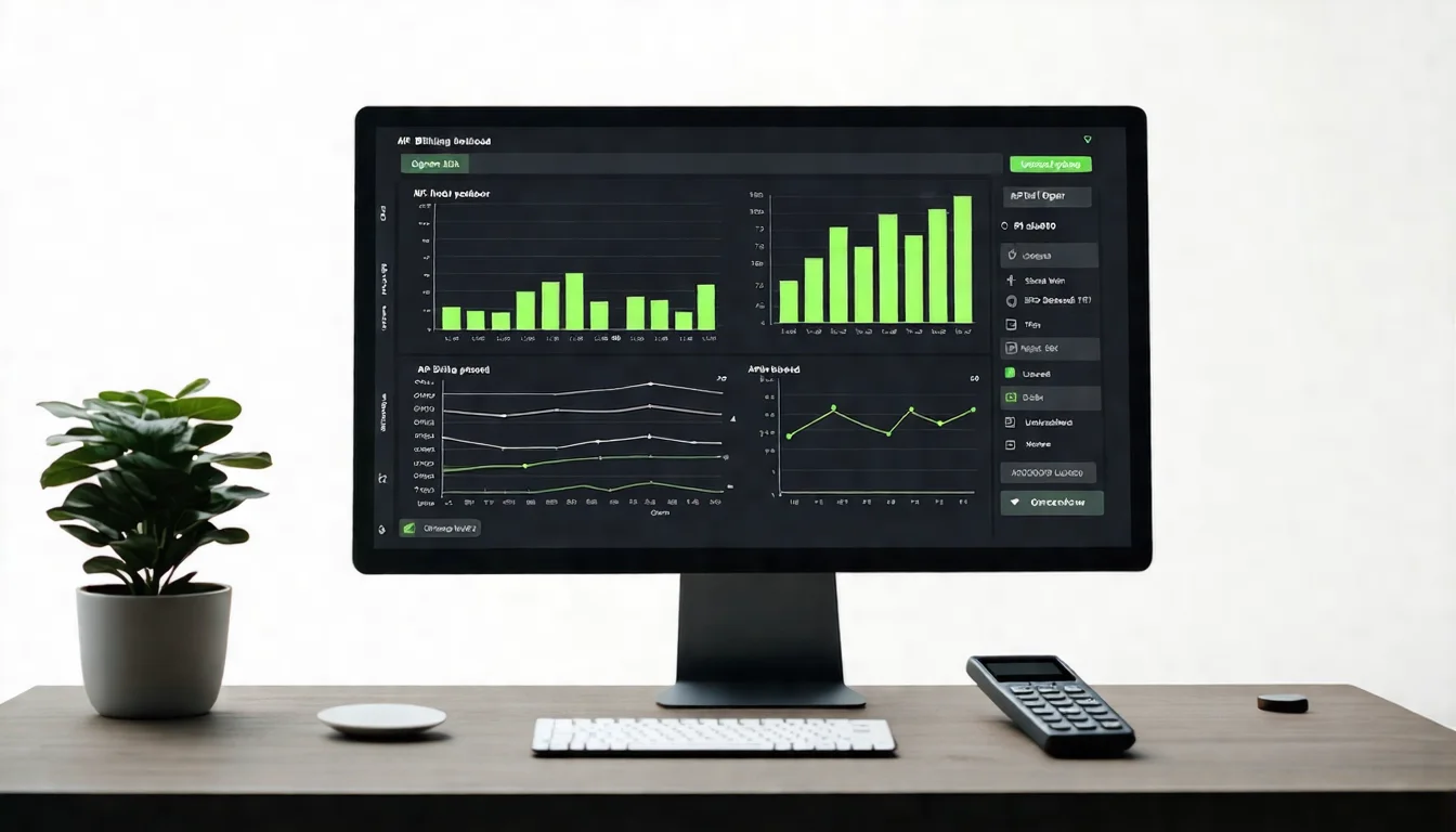 電腦螢幕上顯示 OpenAI 後台的帳單頁面，畫面中可見用量圖表和各模型的費用明細，螢幕旁邊放著一個小計算機