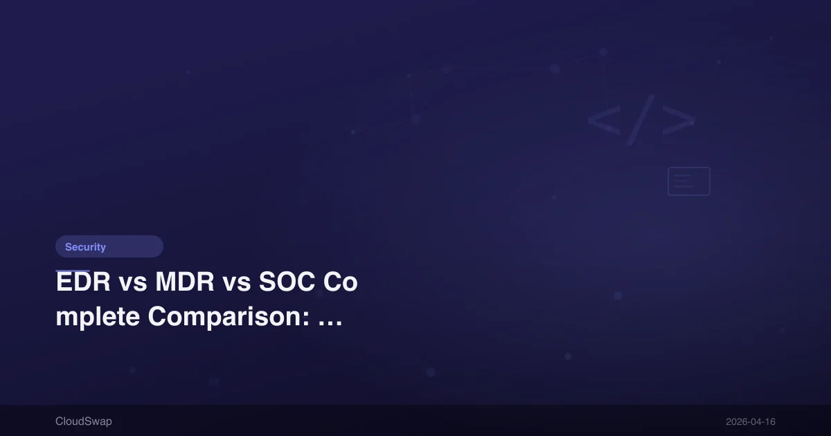EDR vs MDR vs SOC Complete Comparison: Which Enterprise Security Solution Should You Choose? [2025]