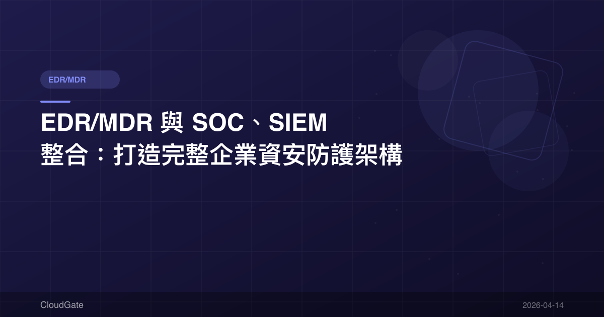 EDR/MDR 與 SOC、SIEM 整合：打造完整企業資安防護架構