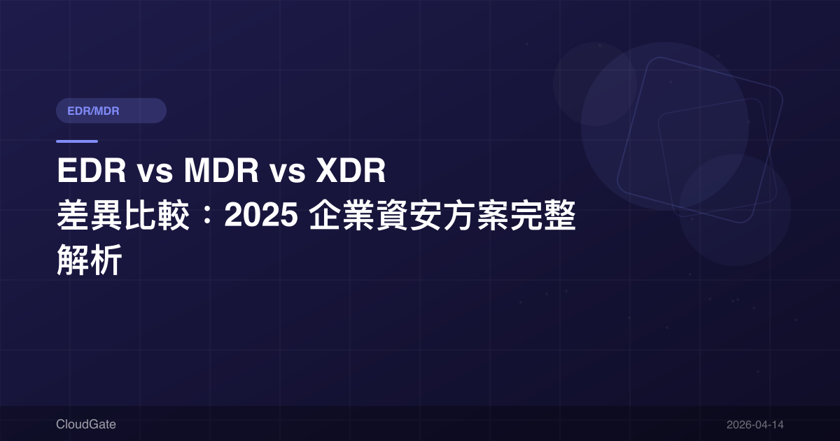 EDR vs MDR vs XDR 差異比較：2025 企業資安方案完整解析