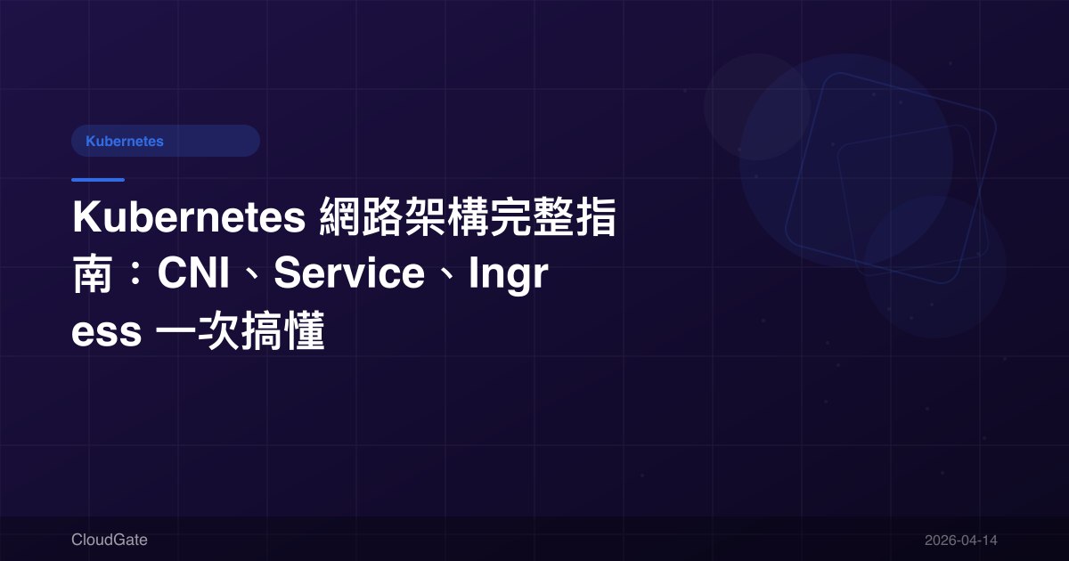 Kubernetes 網路架構完整指南：CNI、Service、Ingress 一次搞懂